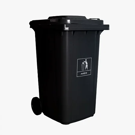 Coletora Plástica Com Rodas - 240 Litros (mod. europeu) Preta– Nobre