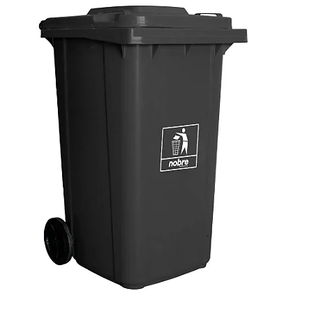 Coletora Plástica Com Rodas - 240 Litros - Cinza - Mod. Europeu - Nobre