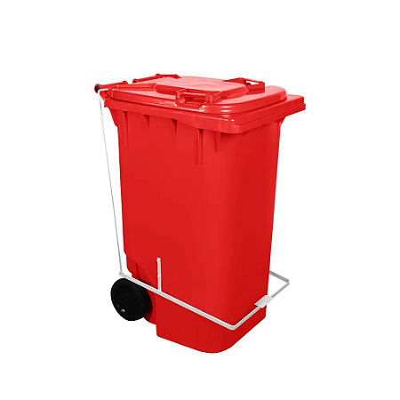 Contentor Plástico Com Pedal 240 Litros Vermelho