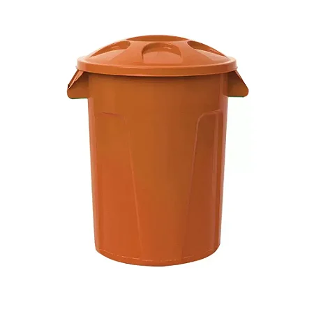 Cesto de Lixo 100 Litros Com Tampa Marrom