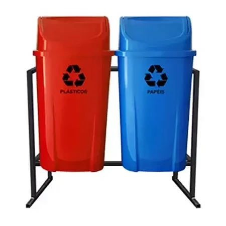 Conjunto Coleta Seletiva Dutra Plásticos 60L Kit com 2 Lixeiras.