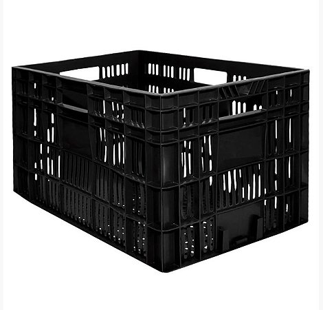 Caixa Plástica Agrícola Vazada - 30kg 60 Litros PRETA