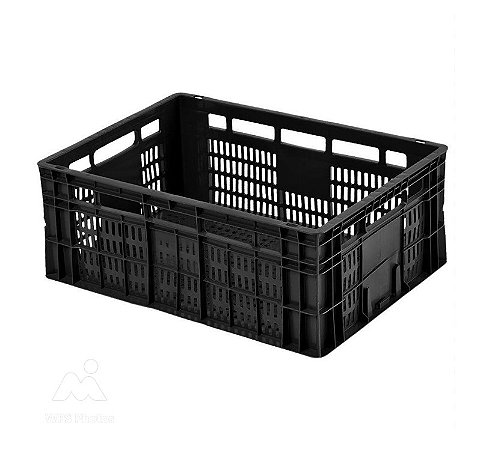 Caixa Plástica Agrícola Vazada - 25 kg 46 Litros - PRETA