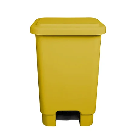Lixeira Plástica Retangular 100 litros Amarelo Com Pedal