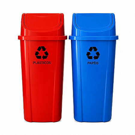 Jogo com 2 Lixeiras para Coleta Seletiva 60 Litros Sem Suporte