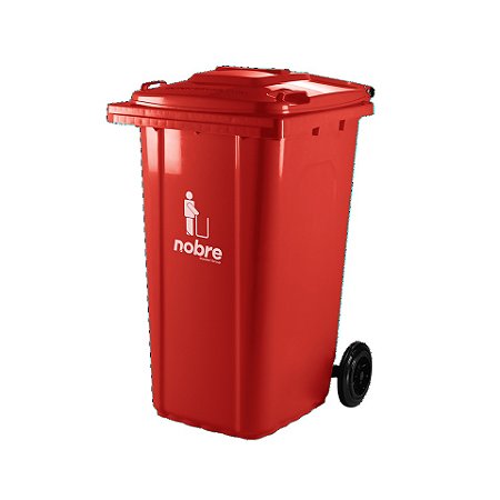 Coletora Plástica Com Rodas - 240 Litros - Vermelha - Mod. Europeu - Nobre