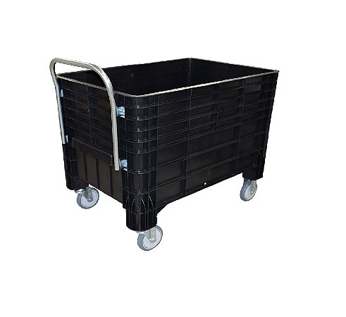 Caixa Plástica 372 Litros Preta Completa Com Puxador Frontal Sem Tampa