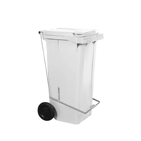 Carro Coletor 120 Litros Branco Com Pedal