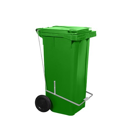 Carro Coletor 120 Litros Verde Com Pedal