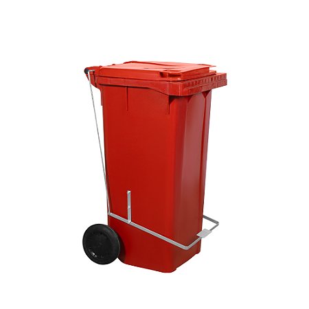 Carro Coletor 120 Litros Vermelho Com Pedal