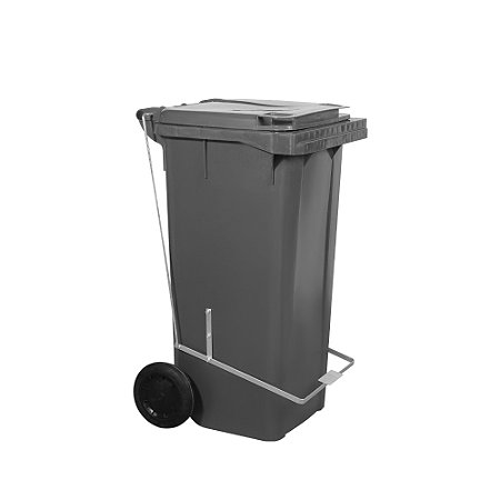 Carro Coletor 120 Litros Cinza Com Pedal