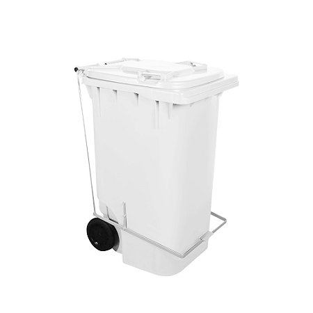 Carro Coletor 240 Litros Branco Com Pedal