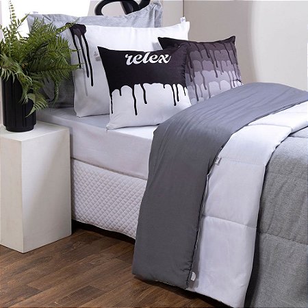 Kit Edredom Linho Colorful Solteiro cor:Cinza (3002-10)