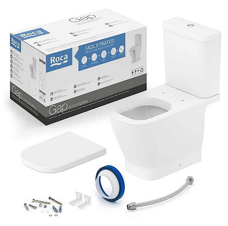 Kit Bacia c/ Caixa Acoplada Gap Roca - Blanco Mate