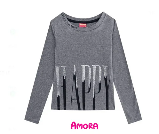 Blusa Cropped Inverno Infantil Menina - Amora - Tamanho 16