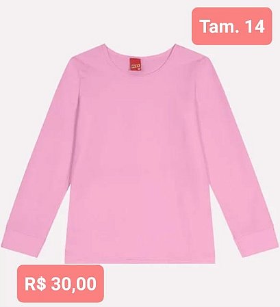 Blusa Kyly em Malha Térmica Rosa - Tamanho 14
