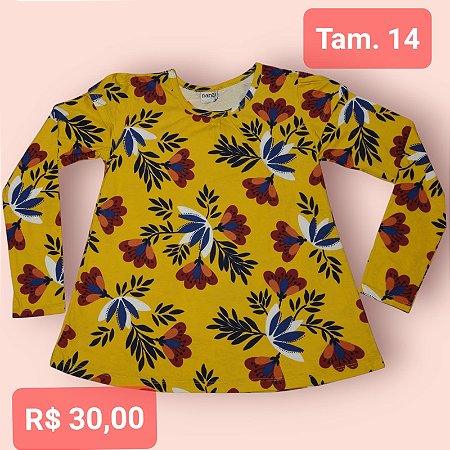 Blusa juvenil meia colorido estação manga longa - Tamanho 14