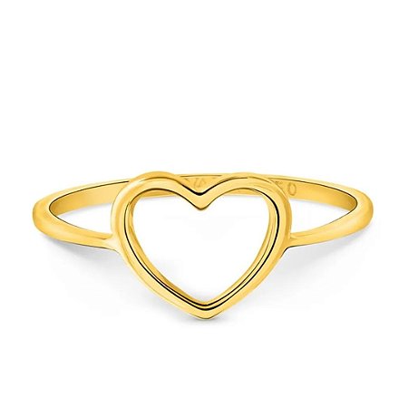 Anel vazado de coração em ouro 18k