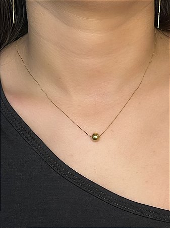 Cordão com Pingente Redondo Polido em Ouro 18k 45cm
