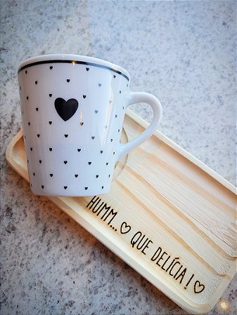 MINI XÍCARA COM PIRES RETANGULAR DE MADEIRA