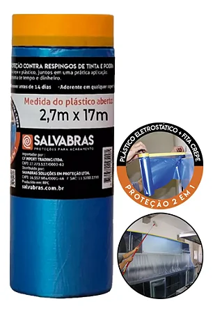 Salvabras Filme Eletrostático Mascaramento 2,7mx17m com Fita Adesiva