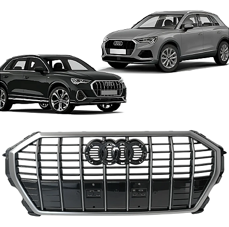 Grade Superior Friso Cinza Dianteiro Audi Q3 2019 2020 2022