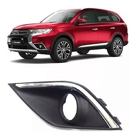 Grade Moldura Farol Milha Outlander 2016 2017 2018 2019 Com Friso Cromado Esquerdo Motorista