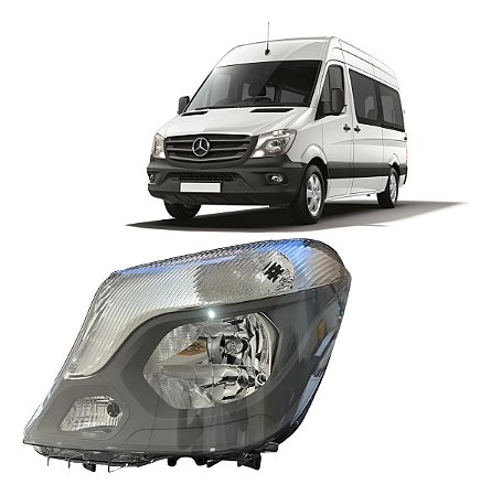 Farol Dianteiro Mercedes Sprinter 2017 2018 2019 Mascara Negra Esquerdo Motorista