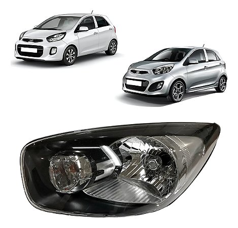 Farol Dianteiro Kia Picanto 2012 2017 Mascara Negra Esquerdo