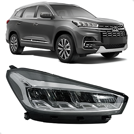 Farol Cromado Led Tiggo 8 2020 2021 2022 2023 Ld Passageiro 605000402AA