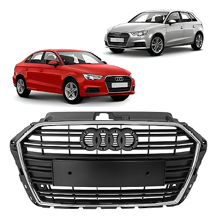 Grade Superior Parachoque Frontal Audi A3 2017 2018 2019 2020 Preto Fosco
