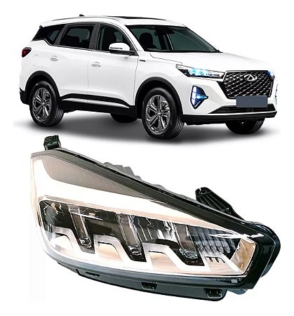 Farol Dianteiro Led Xenon Tiggo 7 Pro 2021 2022 2024 Direito