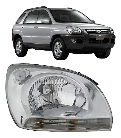 Farol Dianteiro Máscara Cromada Sportage 2005 2006 2007 2008 Direito Passageiro 92102-1F031