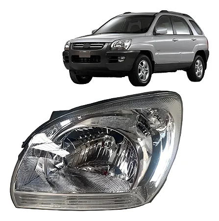 Farol Mascara Cromada Dianteiro Kia Sportage 2005 2006 2007 2008 Esquerdo Motorista BX78915177