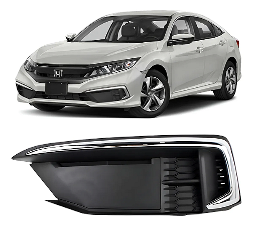 Grade Farol Milha Friso Cromado Honda Civic G10 LX 2020 2021 Esquerdo Motorista 71185TBAA50