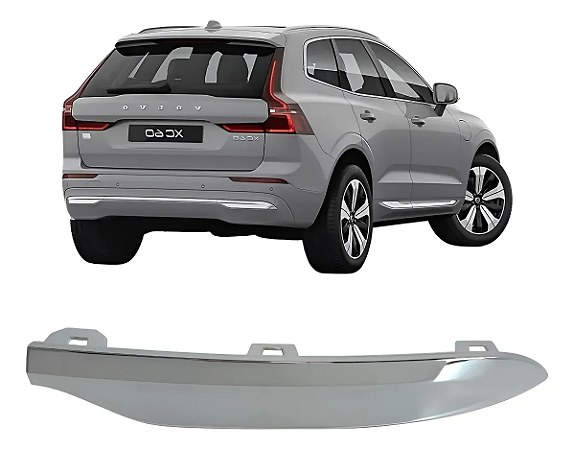 Friso Inferior Cromado Parachoque Traseiro Volvo XC60 2022 2023 2024 Direito Passageiro 32227903