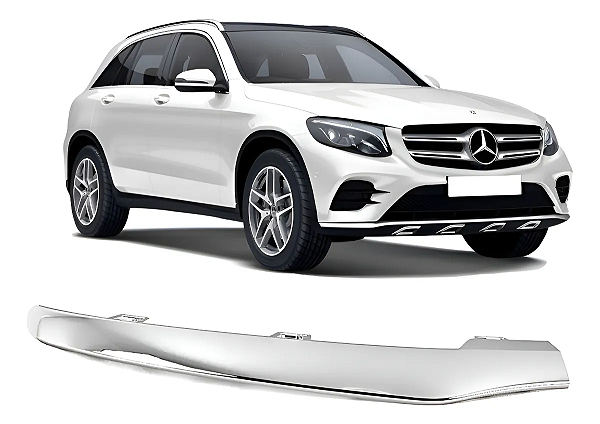 Friso Aplique Cromado Spoiler Inferior Dianteiro Mercedes GLC250 GLC43 AMG 2016 2017 2018 2019 Direito Passageiro A2538852800