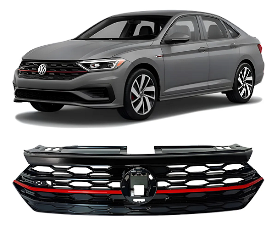 Grade Frontal Superior do Parachoque Dianteiro Jetta Gli Friso Vermelho 2019 2020 2021 2022 17A853651AD