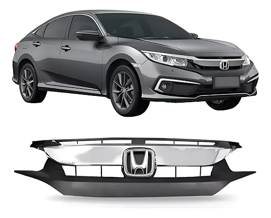 Grade Superior Parachoque Dianteiro Emblema Civic G10 2019 2020 2021 Novo Cromado