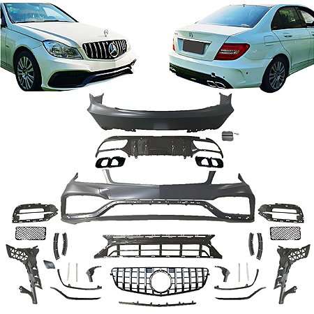 Kit Parachoque Grade Ponteira C63 P/ W204 C180 C200 2008 2009 2010 2011 2012 2013 2014 Novo