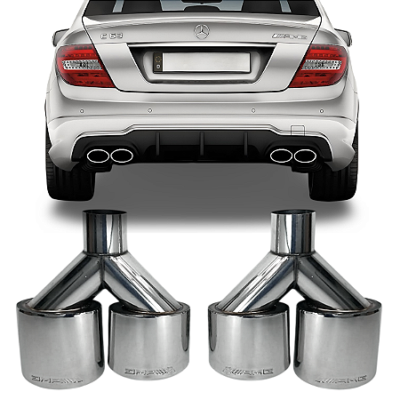 Par Ponteira Escapamento Cromado Mercedes C63 2011 2012 2013 2014
