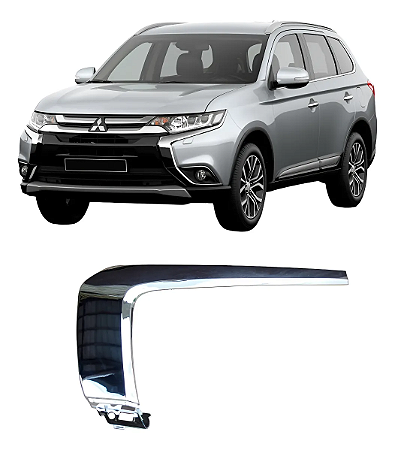 Friso Superior Cromado Motorista Parachoque Outlander 2016 2017 2018 2019 2020 2021