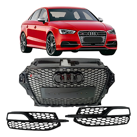 Kit Frente Grade Tela Milha Audi S3 Rs3 2014 2015 2016 Novo