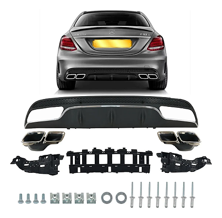 Kit Escapamento Cromado Spoiler Mercedes C63 Amg C250 C300 2015 2016 2017 2018 2019 2020 2021