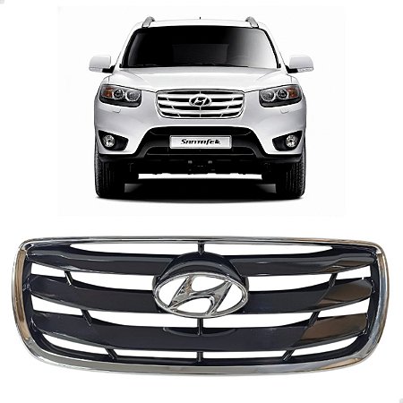 Grade Superior Preta Dianteira Emblema Santa Fe 2010 2012