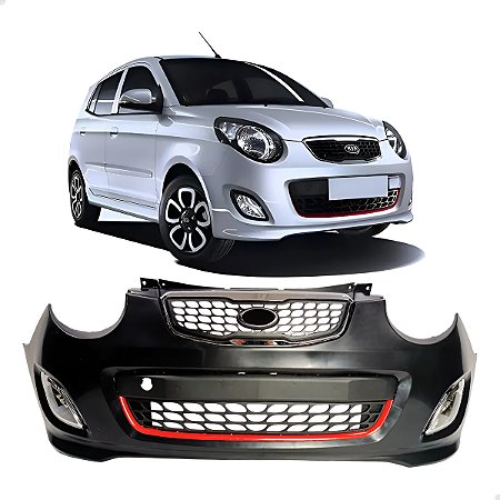 Parachoque Grade Milha Friso Picanto 2009 2011 Kit Completo