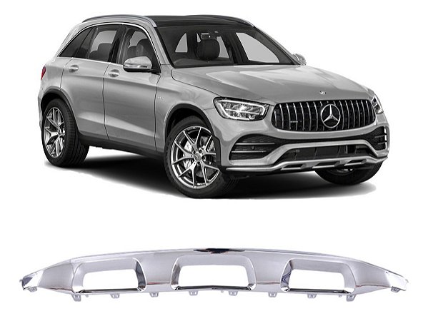 Spoiler Inferior Cromado Central Mercedes Glc 300 2019 2020 2021 2022 2023