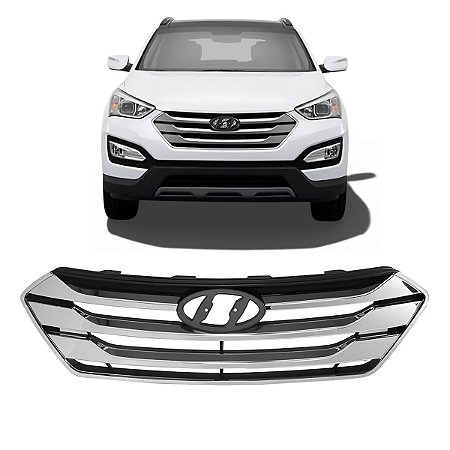 Grade Cromada Parachoque Friso Santa Fé 2013 2014 2015 2016