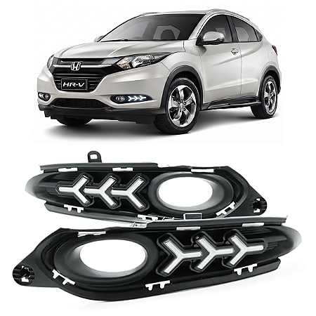 Par Grade Moldura Milha Led Drl Daylight Dianteiro Honda Hrv Hr-v 2015 2016 2017 2018 71106-T7T-M1