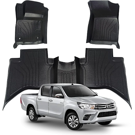 Jogo de Tapete Bandeja 3 Peças Toyota Hilux 2016 2017 2018 2019